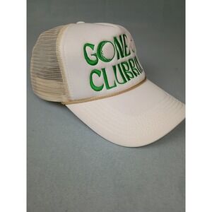 Poppy & Pine Gone Clubbin Golf Trucker Hat White Green Mesh Snapback Cap